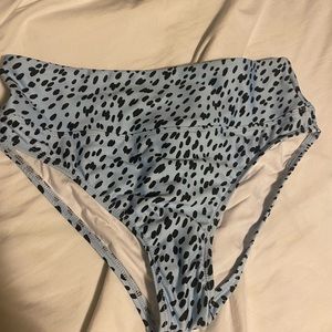 BNWOT blue leopard print bikini bottoms. Size LARGE.
